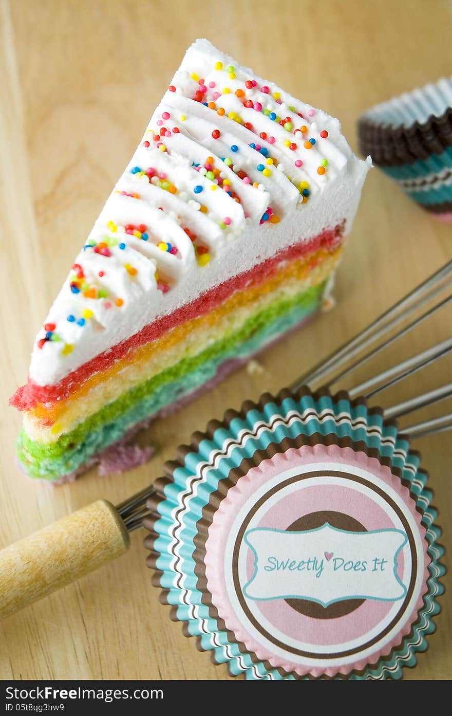 Colorful sweet cake with paper baking cup. Colorful sweet cake with paper baking cup