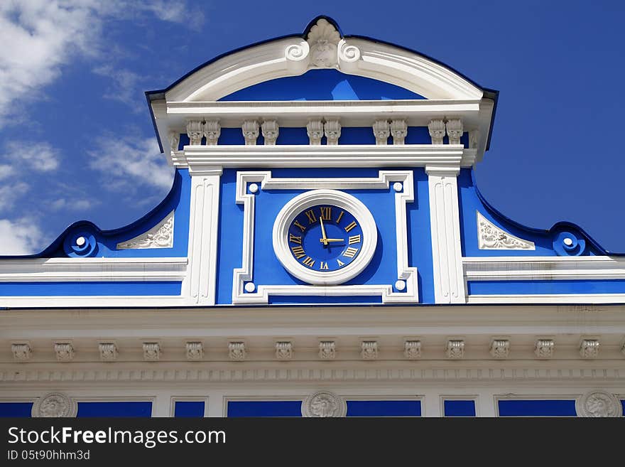 Hours on a facade of theatre. Russia. Perm.