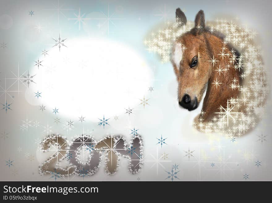 Horse on christmas card.