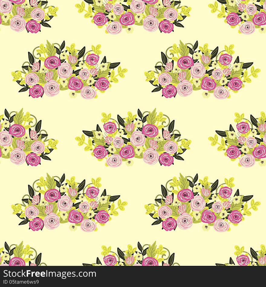 Vector seamless background with flowers. Vector seamless background with flowers