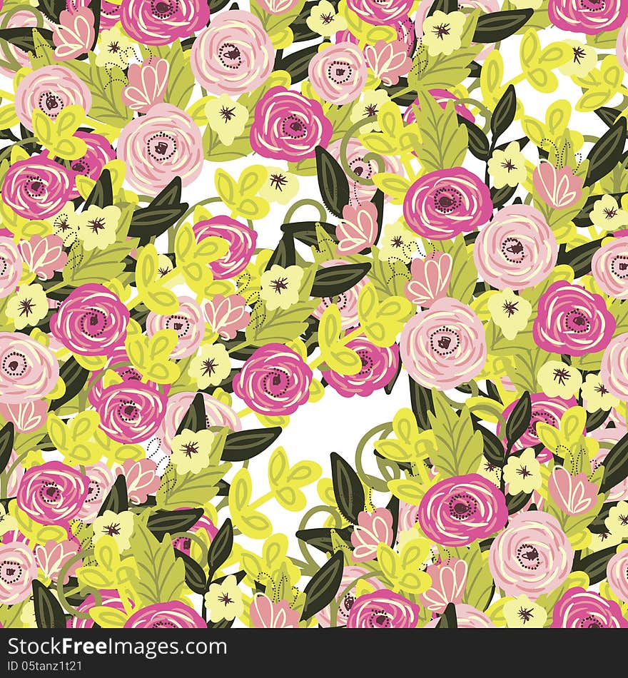 Vector seamless background with flowers. Vector seamless background with flowers