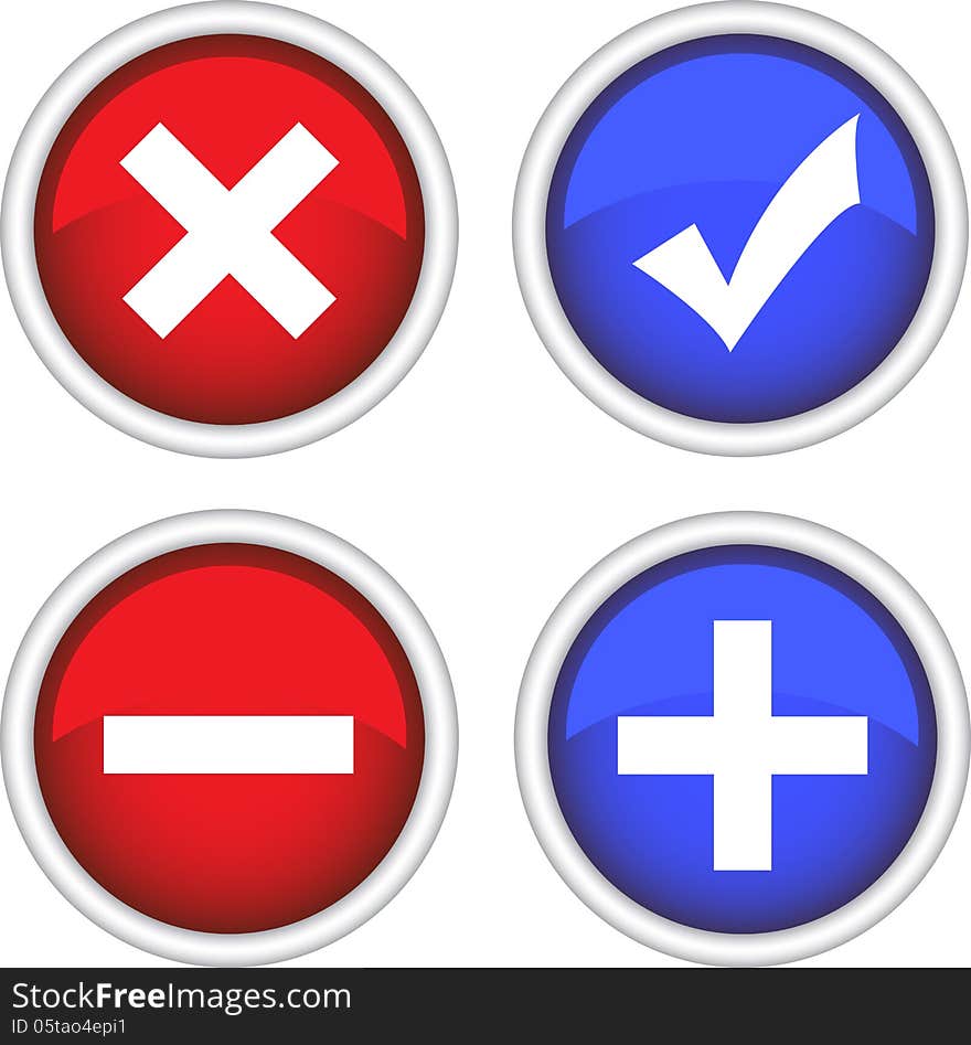 Permission buttons set, vector illustration