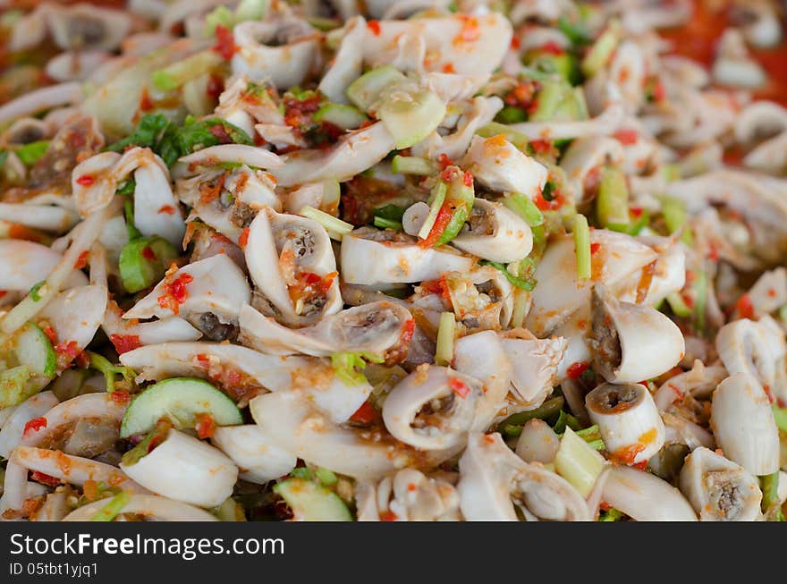 Spicy chitterlings salad