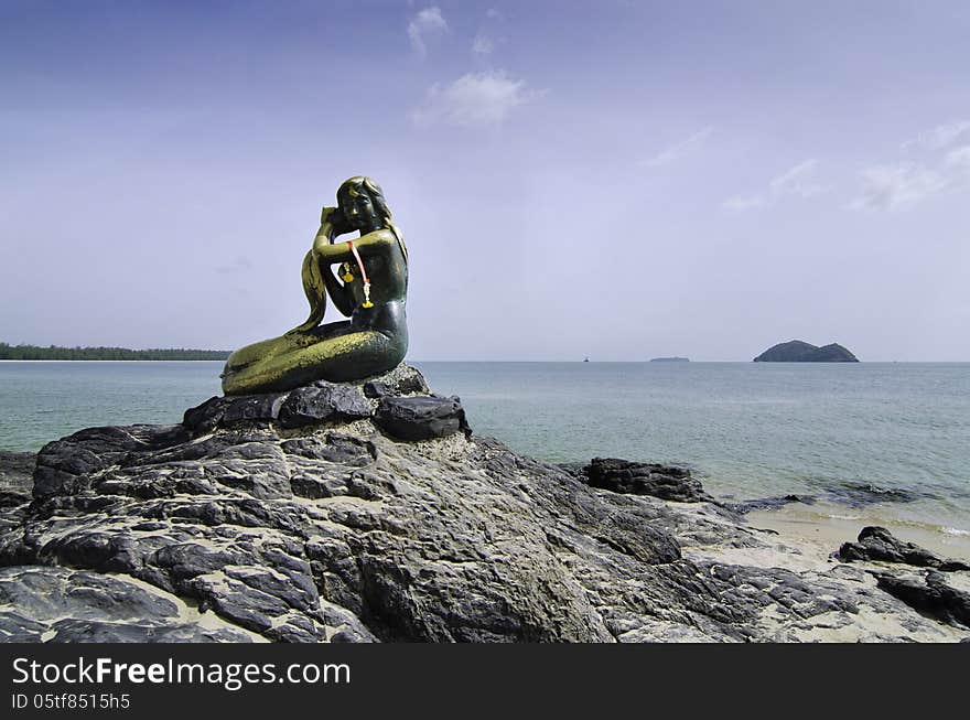 Famous mermaid sculpture in Songkhla province, Thailand. Famous mermaid sculpture in Songkhla province, Thailand