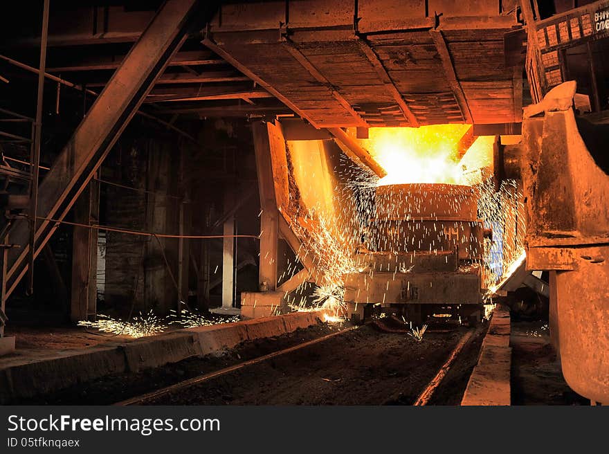 Smelting of the metal in the foundry