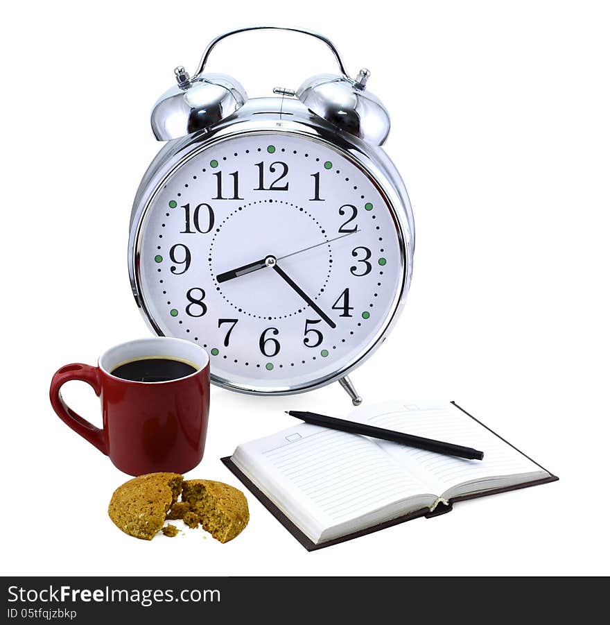 Clock With Tea And Coffee