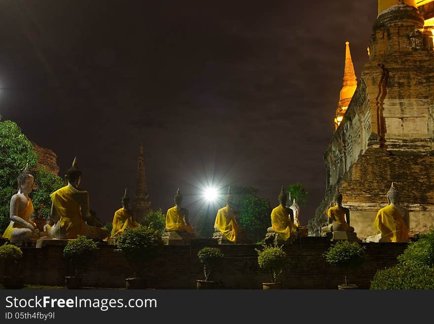 Thai Buddha statue in Wat Yai chai mong kol , Ayutthaya Thailand