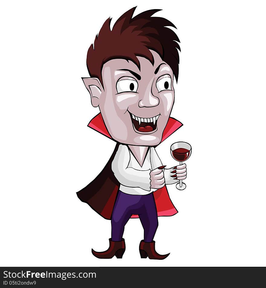 Male vampire on a white background