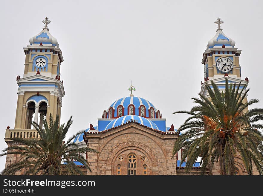 Classical White And Blue Greek Church