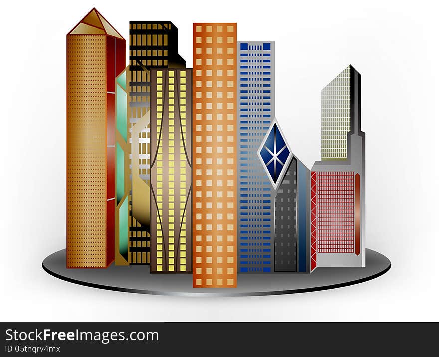 Illustration modern building on a white background