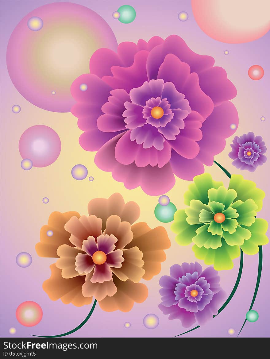 Abstract flowers with balloons