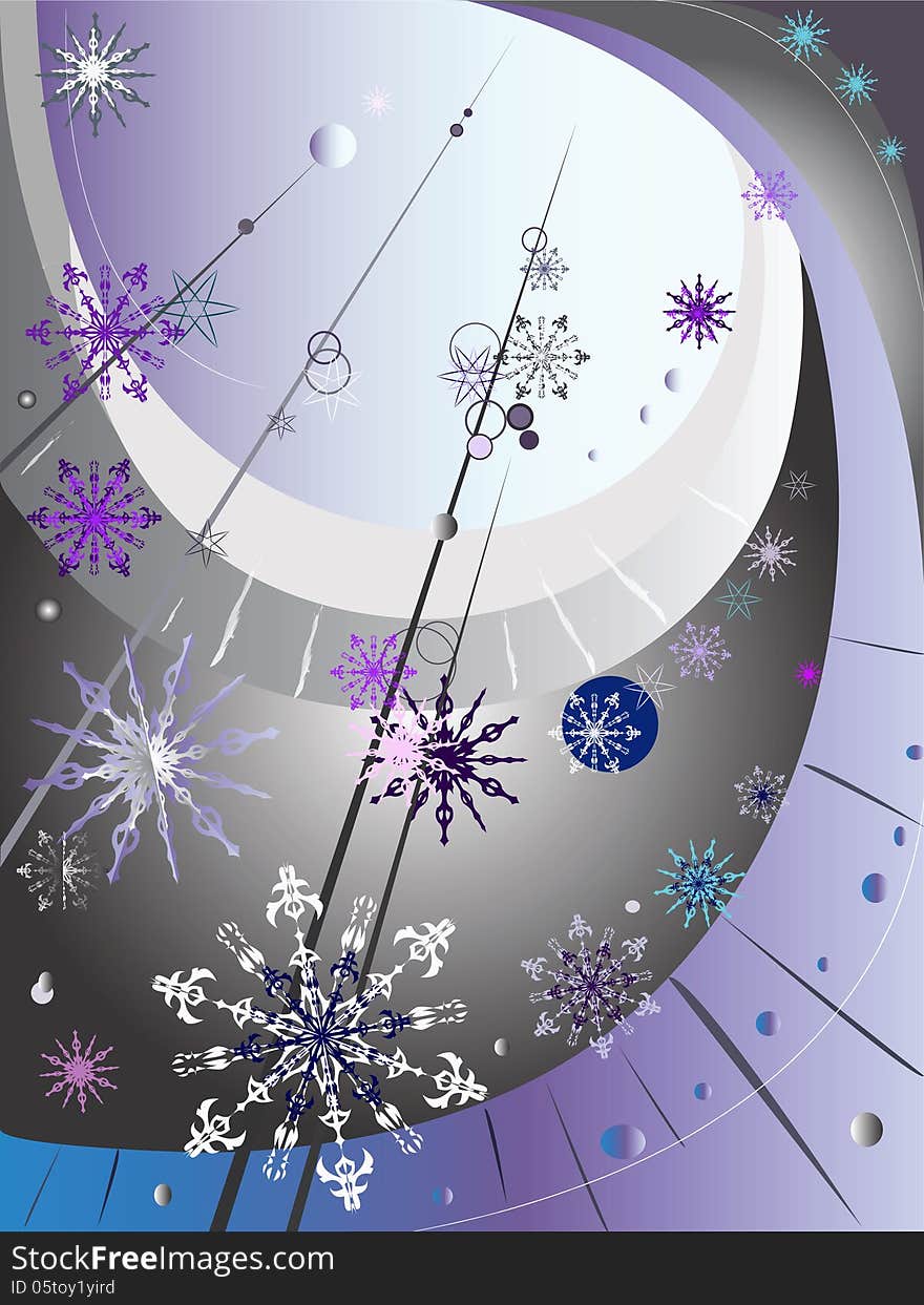 Decorative winter composition with snowflakes