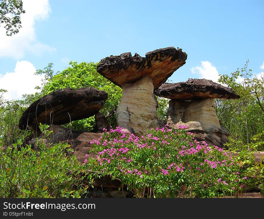 Stone Pillars 2 Sao Chaliang at Ubonratchathani, Thailand