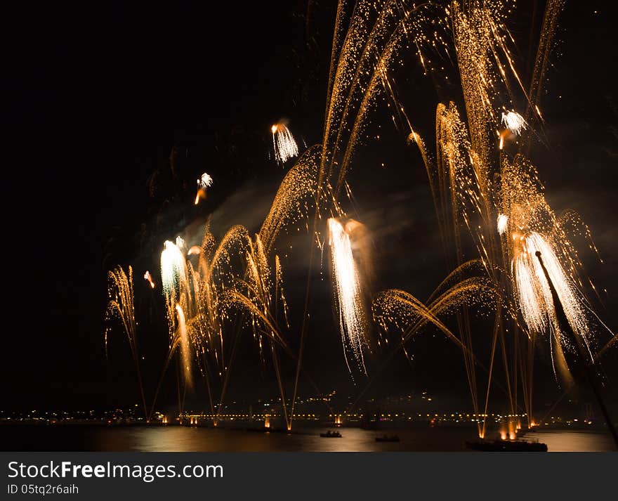 A firework at a music festival at geneva