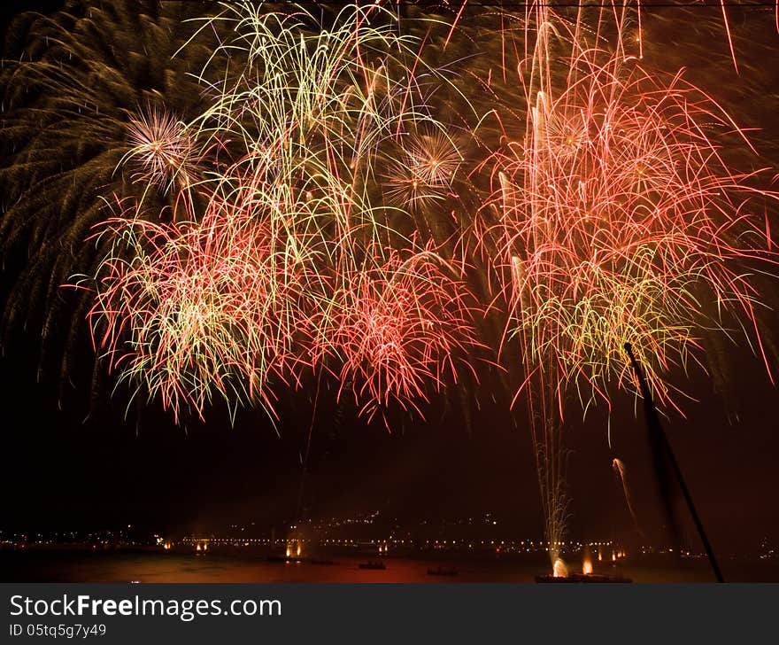 A firework at a music festival at geneva