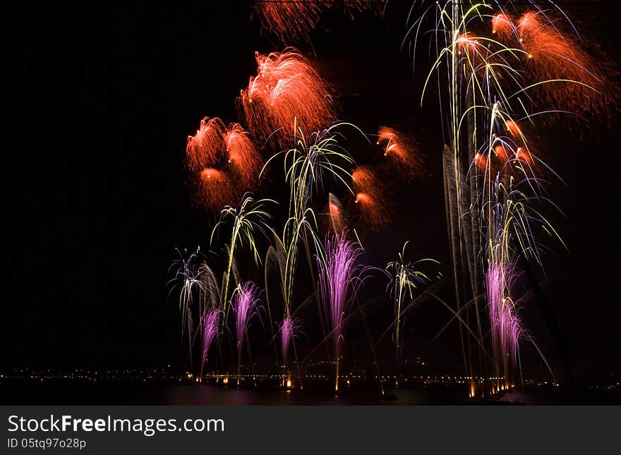 A firework at a music festival at geneva