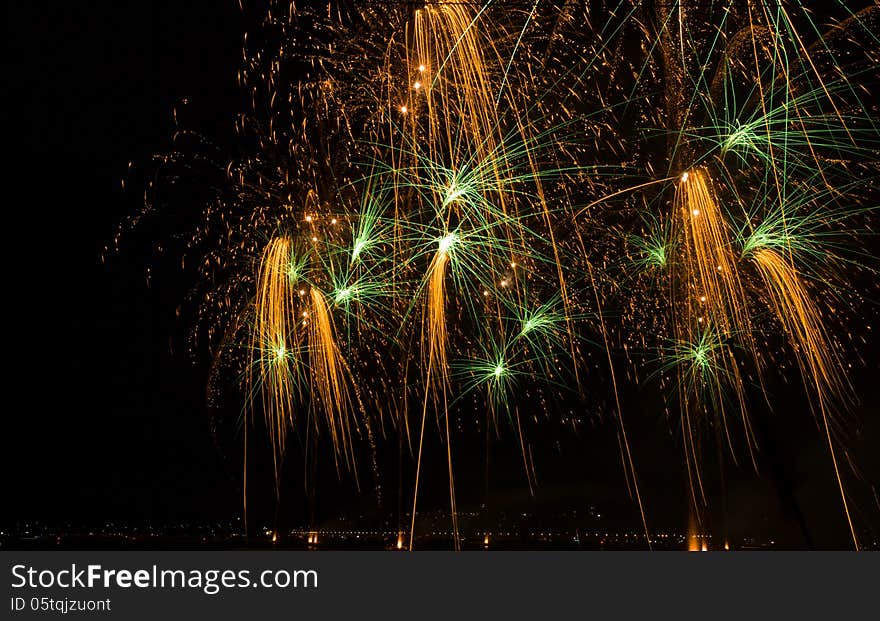 A firework at a music festival at geneva