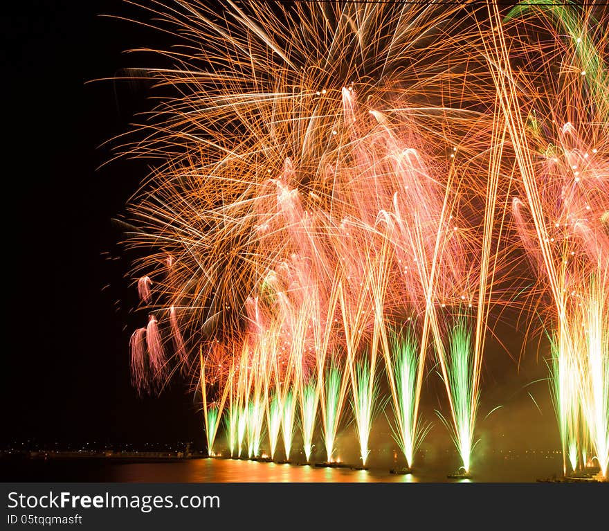 A firework at a music festival at geneva