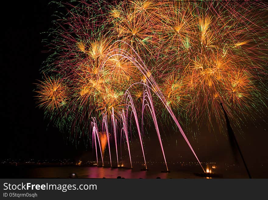 A firework at a music festival at geneva