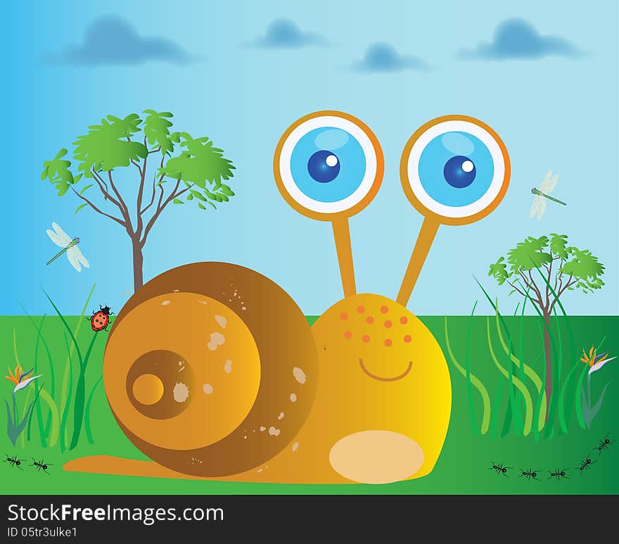 A cartoon illustration of a snail. A cartoon illustration of a snail.