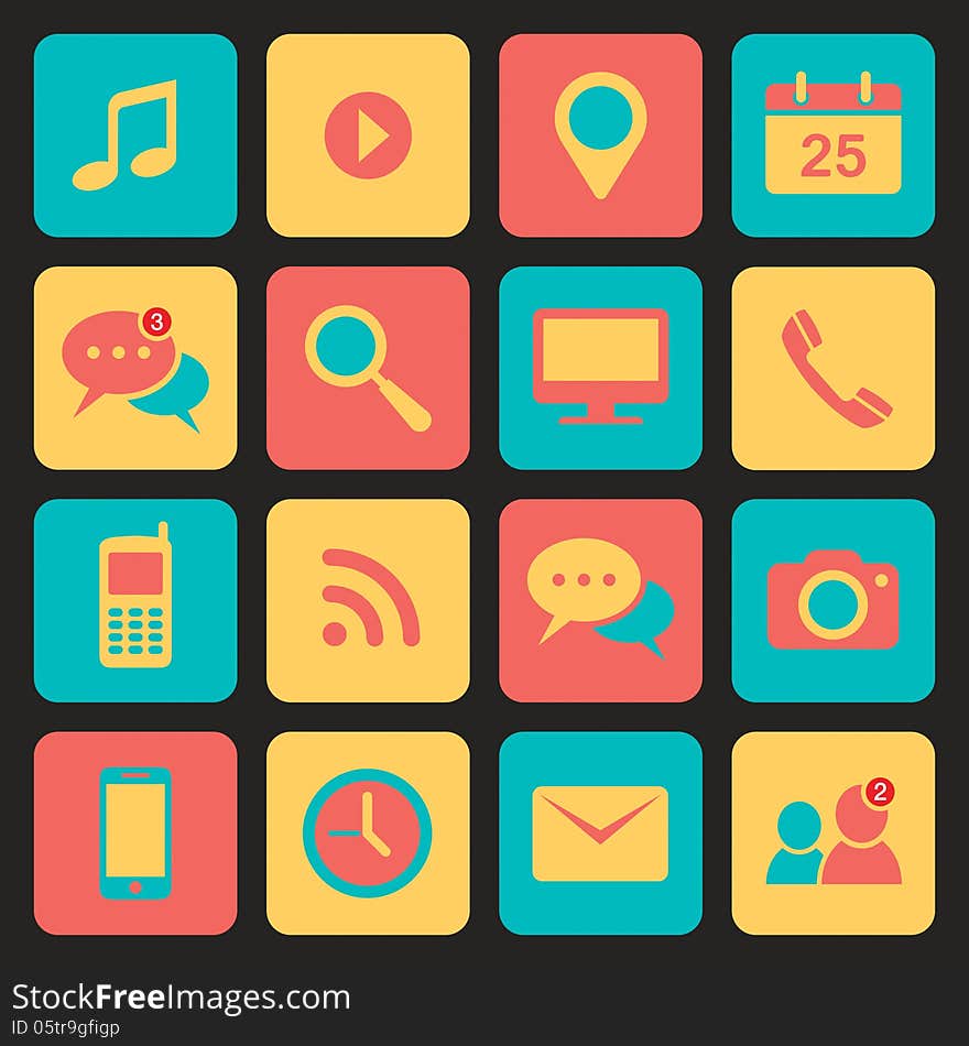 Flat icons for web and mobile applications