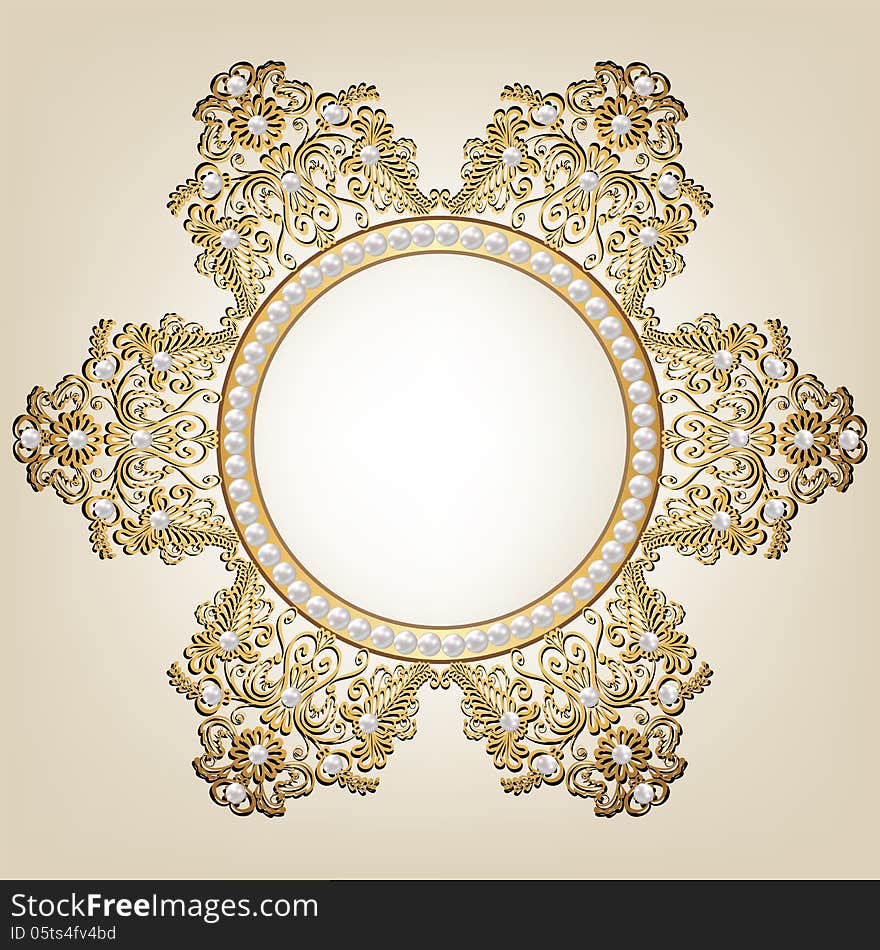 Background with gold jewelry frame