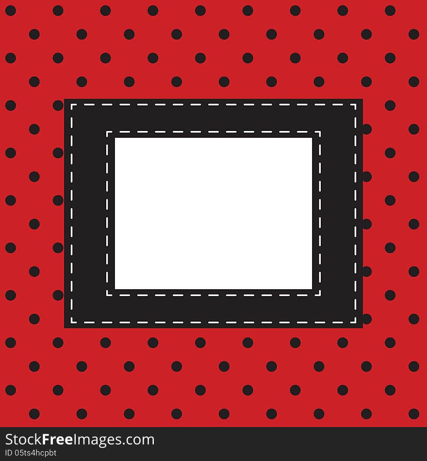 Polka dot pattern with lable. Fabric background