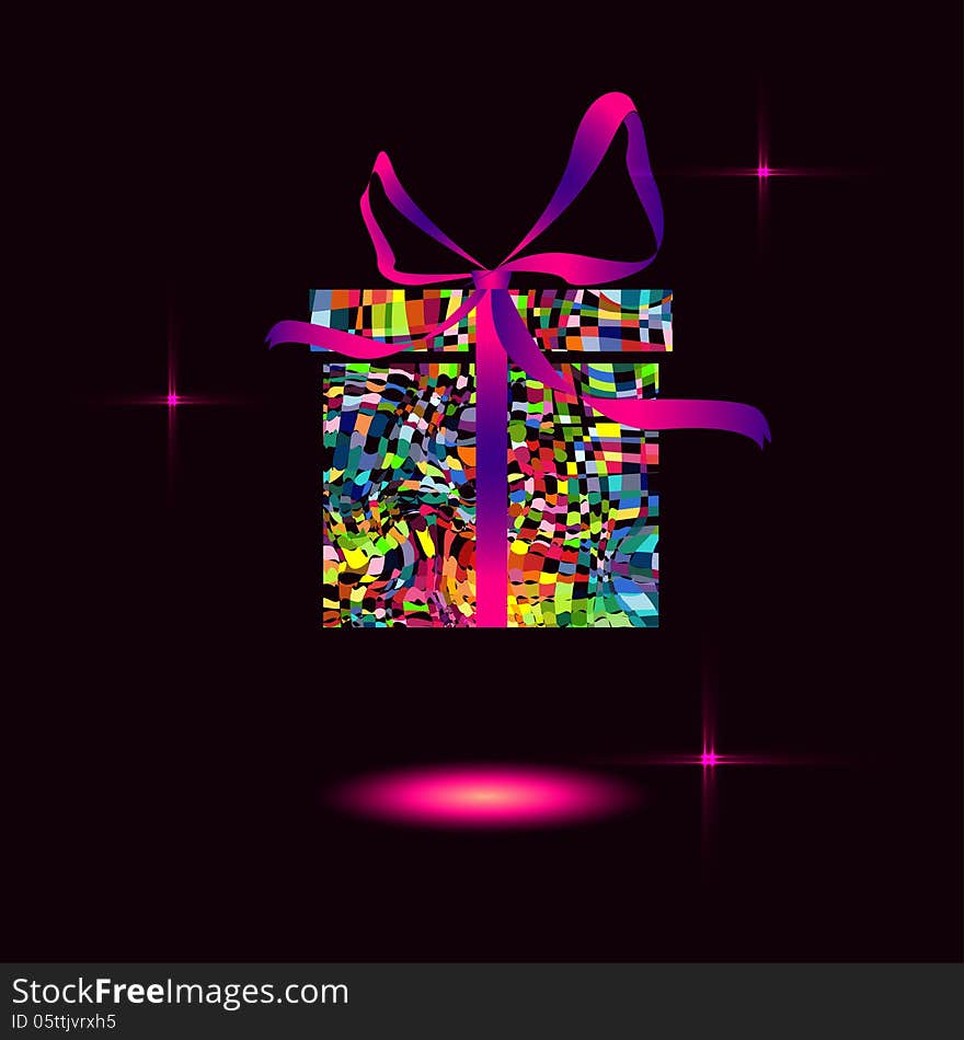 Birthday colorful gift box with black background. Birthday colorful gift box with black background