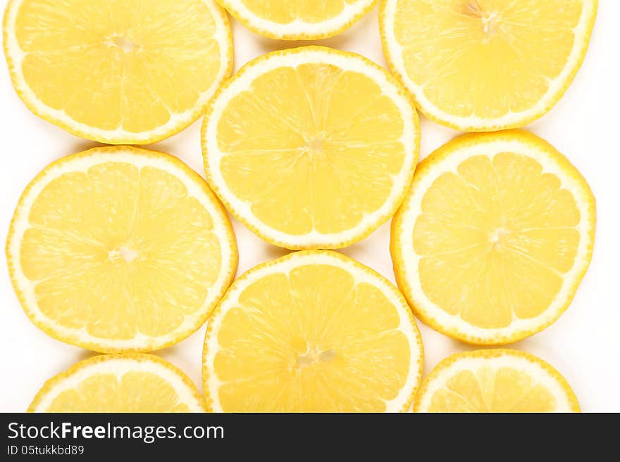 Lemon slices isolated on a white background