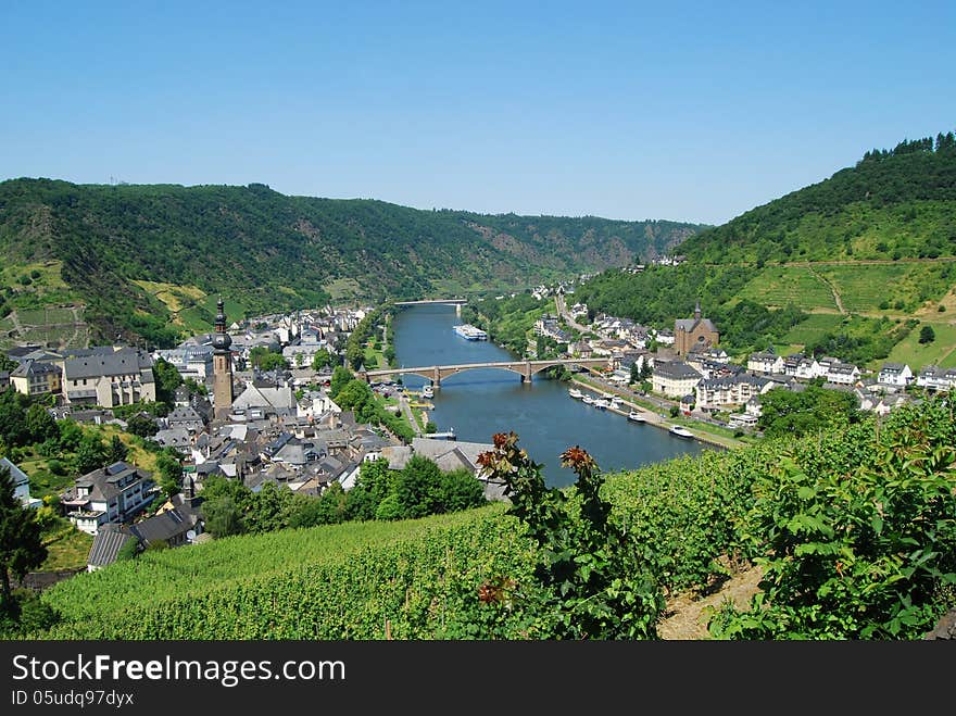 View over Cochem on Mosel river, Germany. View over Cochem on Mosel river, Germany