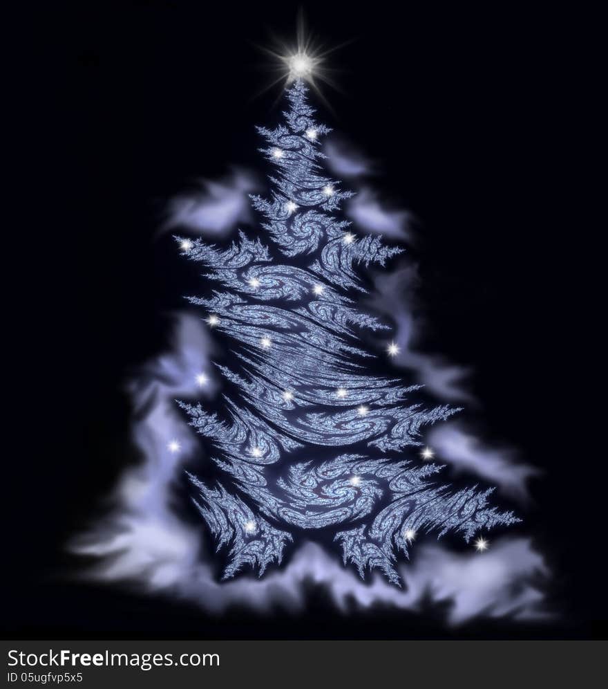 White Fractal Christmas Tree