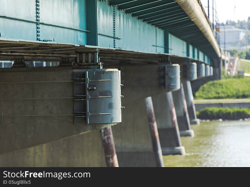 The details of the steel trusses under a bridge. The details of the steel trusses under a bridge