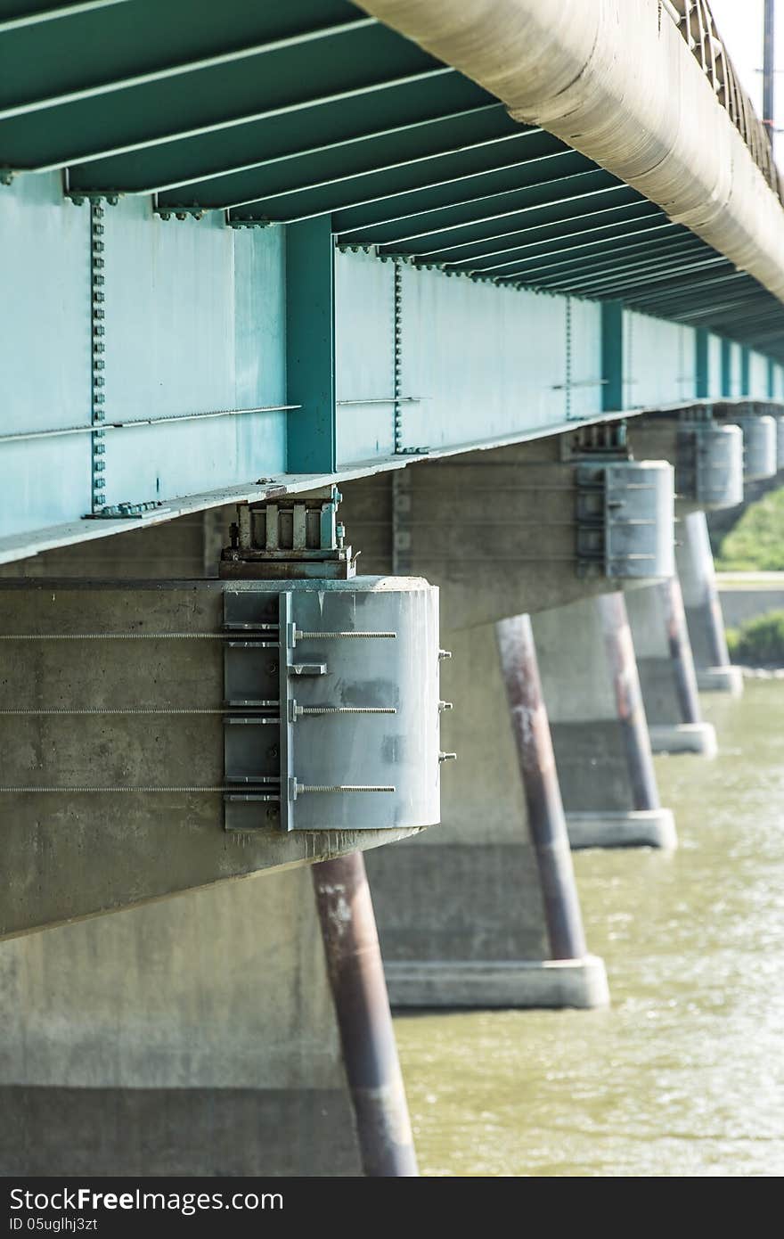 The details of the steel trusses under a bridge. The details of the steel trusses under a bridge