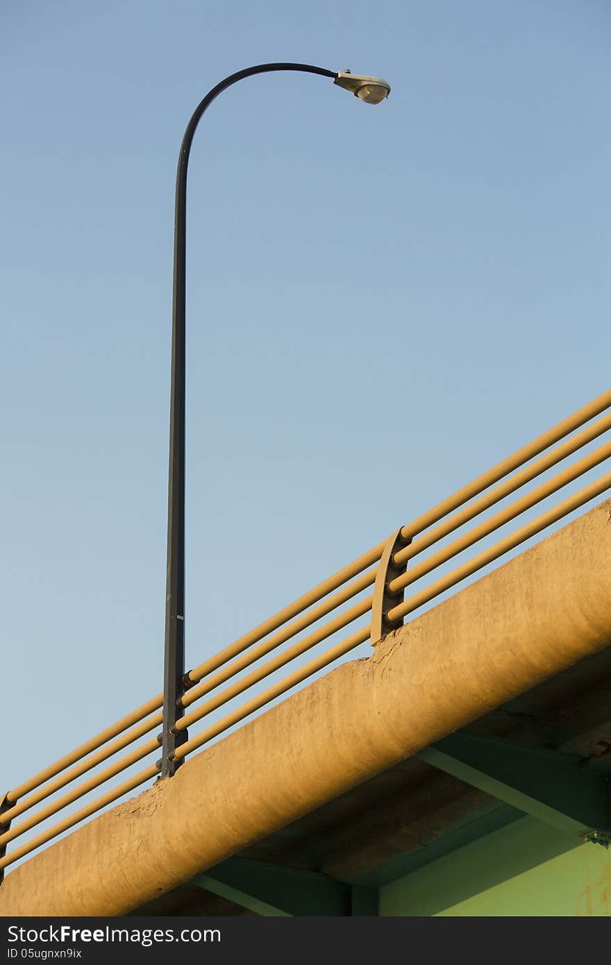 Details of a traffic light on a bridge. Details of a traffic light on a bridge