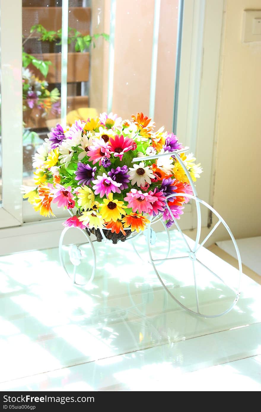 Beautiful Plastic Flowers In The Living Room