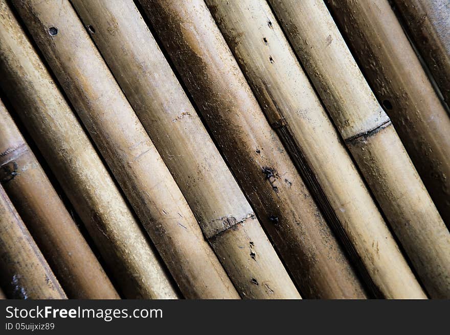 Brown bamboo wall background with retro tone