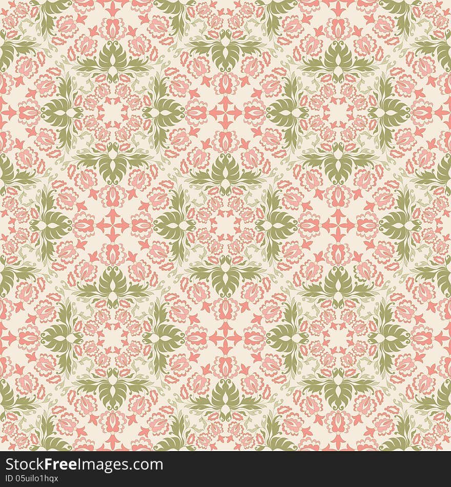 Seamless vintage wallpaper pattern. Abstract floral ornament. Vector illustration. Seamless vintage wallpaper pattern. Abstract floral ornament. Vector illustration.