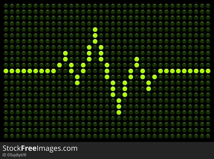 Pulse LED display on a dot matrix board. The line and the background dots are on separate layers