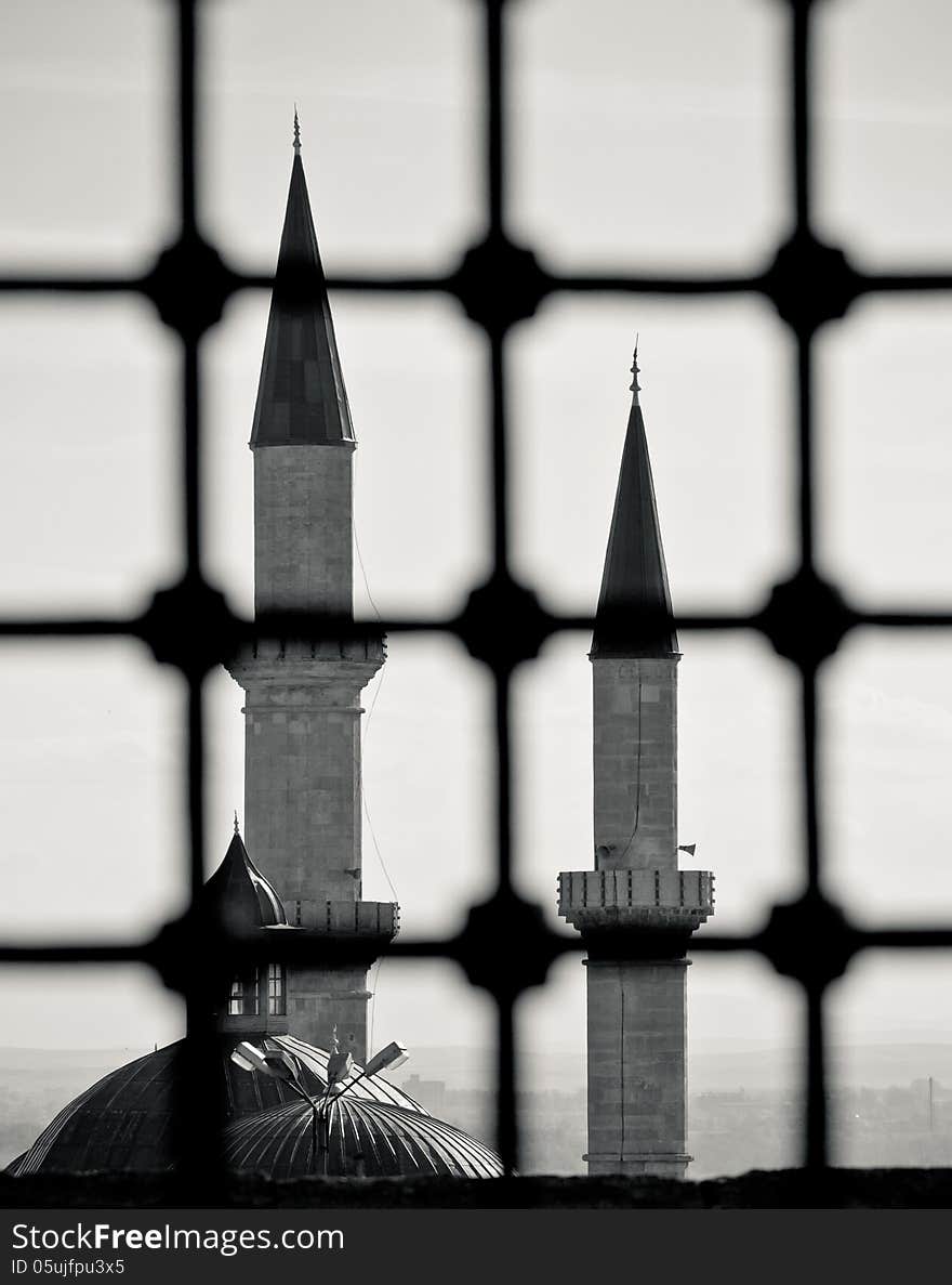 Turkish Mosque View From Outside The Window