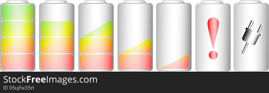 3D symbols of battery level indicator