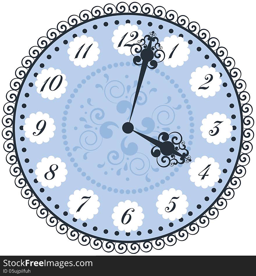 Vector old vintage clock face