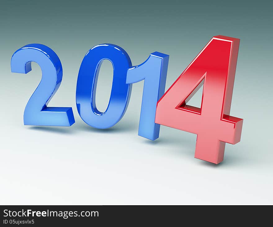 3d Render showing the date of the New Year 2014