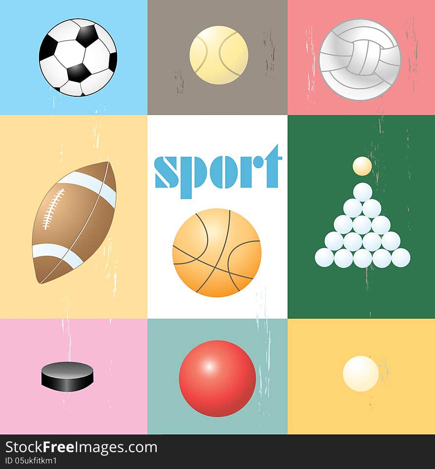 Set of sports balls