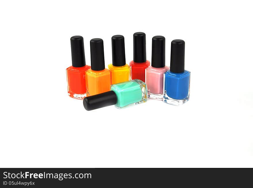 Nail polish of bright summer colors. Nail polish of bright summer colors