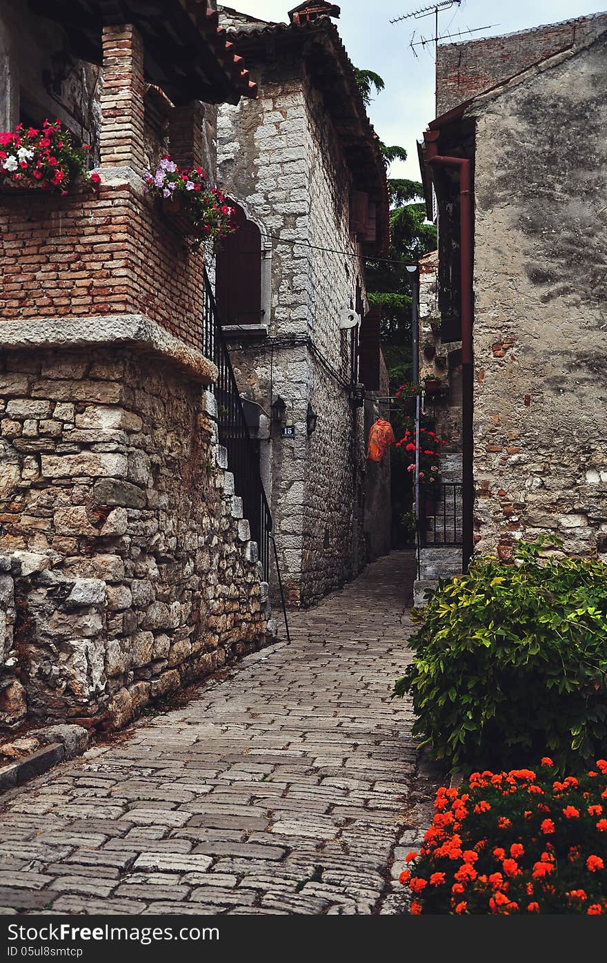 Small street of old European town