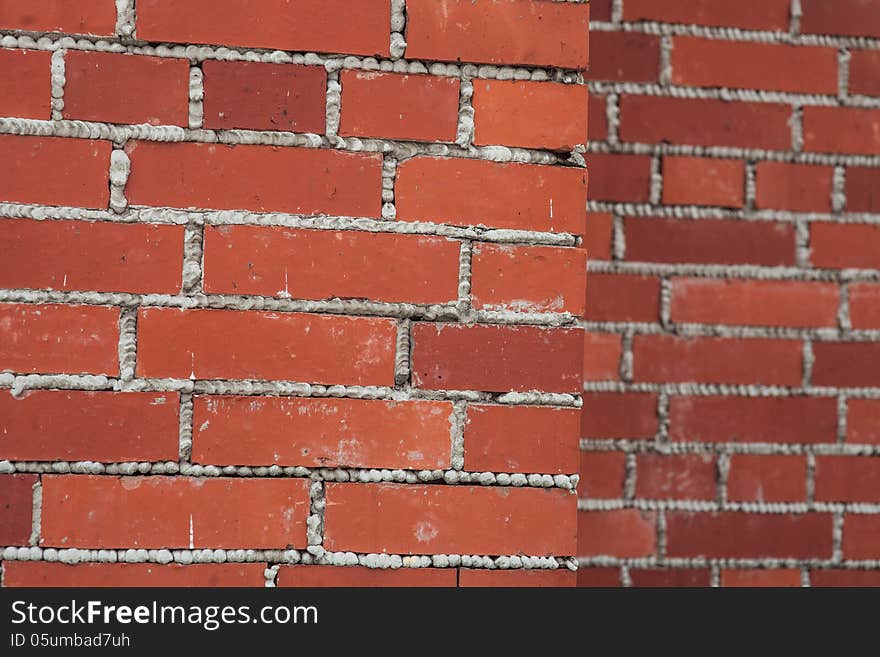 Wall from a red brick, close up. Wall from a red brick, close up.