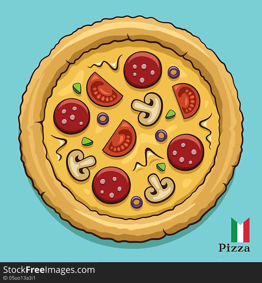 Illustration of a tasty pizza. Illustration of a tasty pizza