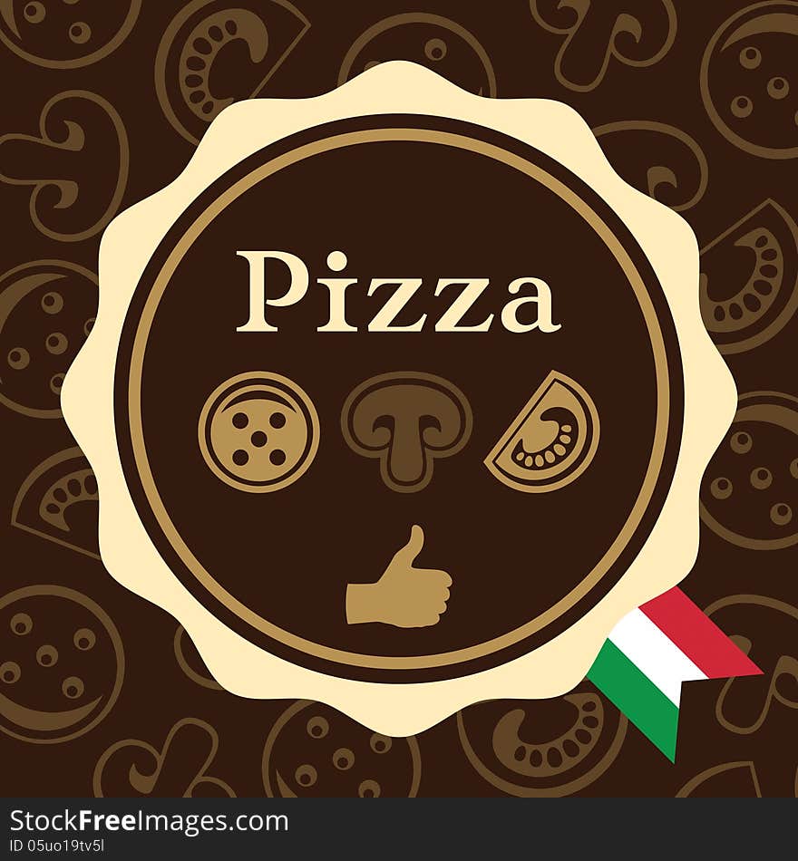 Packaging design for a pizza, vector illustration. Packaging design for a pizza, vector illustration