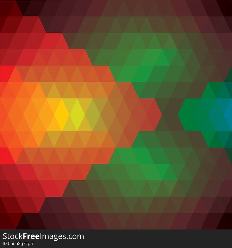 Abstract background of rhombus,diamonds & triangles shapes- vector graphic. This illustration has repetitive diamonds, rhombus & triangles shaped pattern made of orange,red,brown,blue,green colors