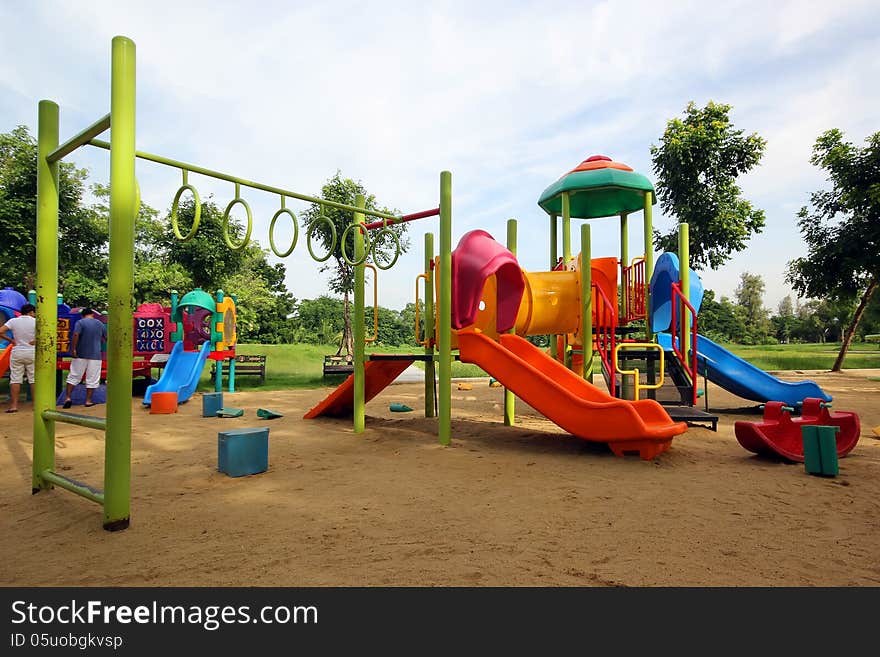 Colorful children playground in the park